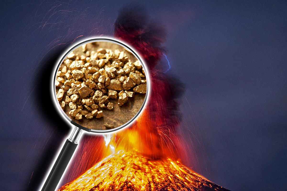 Vulcano che erutta oro